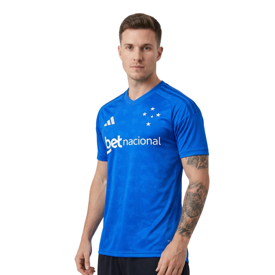 Cruzeiro home soccer jersey 2026/27 fan version in blue with official sponsors