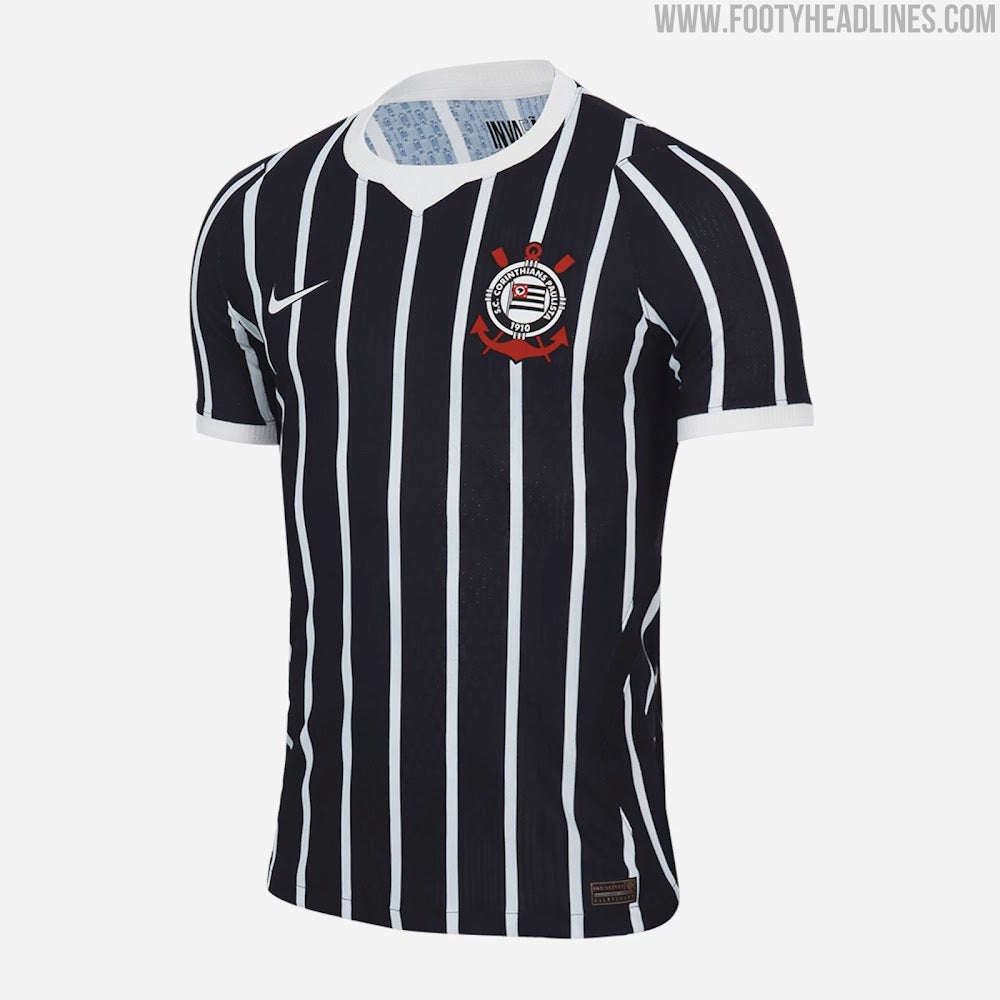 Corinthians away player version soccer jersey 2026/27 in black with white stripes - view 3