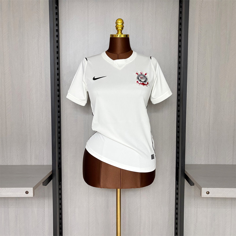 Corinthians home women's soccer jersey 2026/27 fan version in white and black - view 2