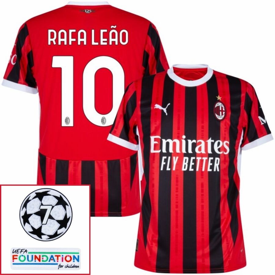 AC Milan Home Fan Jersey 2024/25 Patches UCL UEFA Foundation (Official Printing) - FutStore