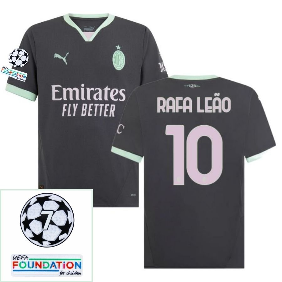 AC Milan Rafa Leão Third Fan Jersey 2024/25 Patches UCL UEFA Foundation (Official Printing) - FutStore