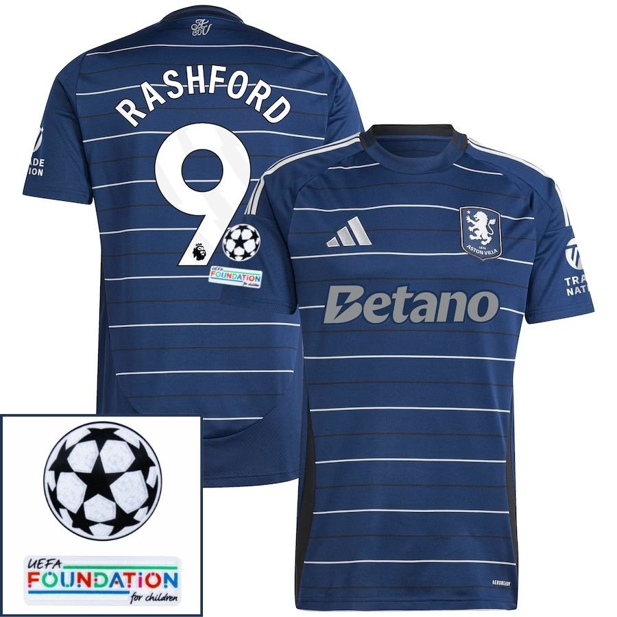 Aston Villa Rashford 9 Third Fan Jersey 2024/25 Patches UCL UEFA Foundation (Official Printing) - FutStore