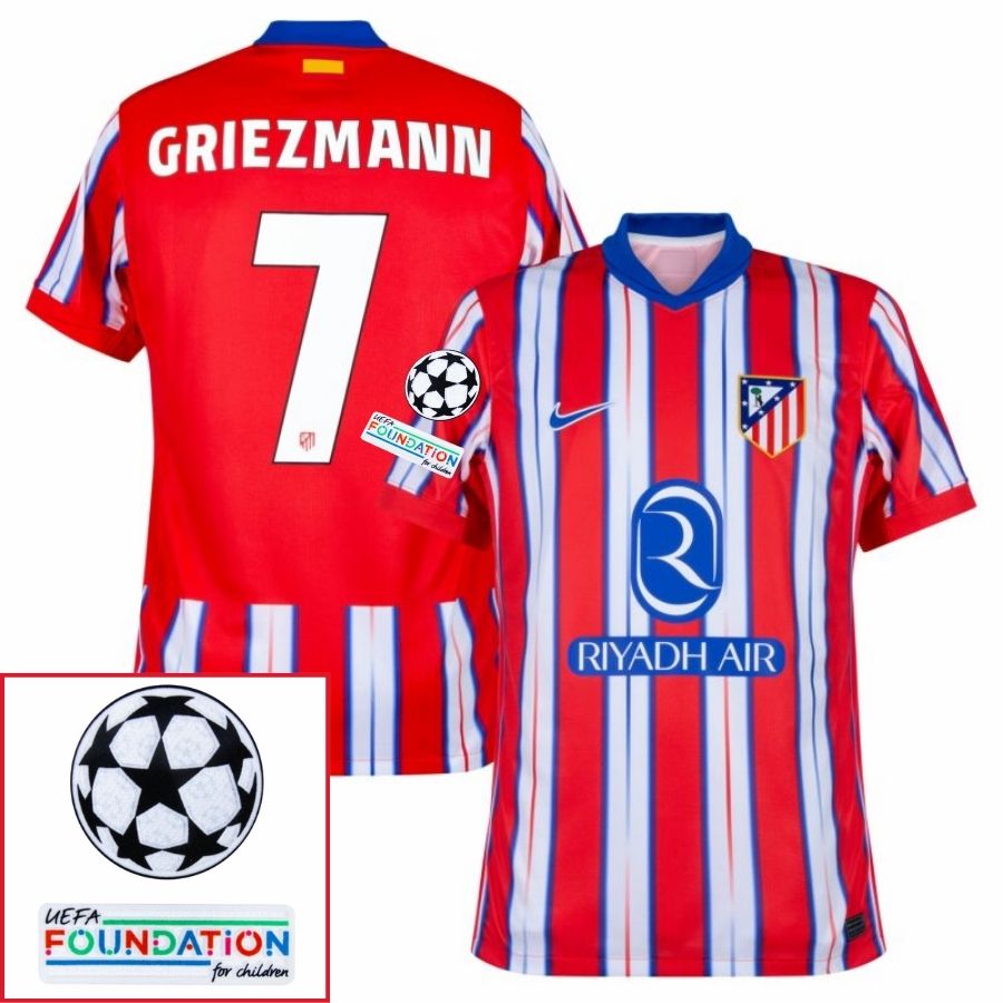 Atlético Madrid Home Fan Jersey 2024/25 Patches UCL UEFA Foundation (Official Printing) - FutStore