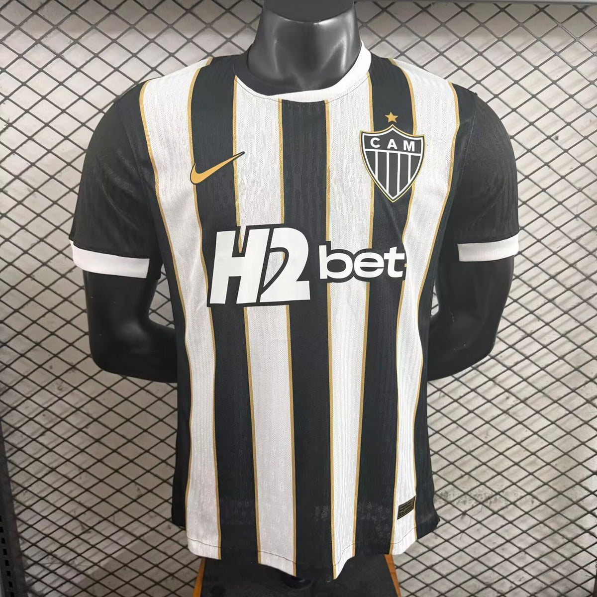 Atletico Mineiro home player version soccer jersey 2026/27 in black and white stripes - view 3
