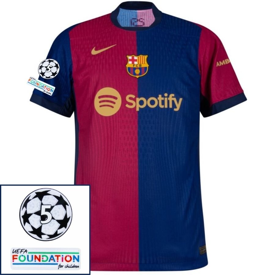 Barcelona Home 2024/25 Patches UCL UEFA Foundation (Official Printing) - FutStore