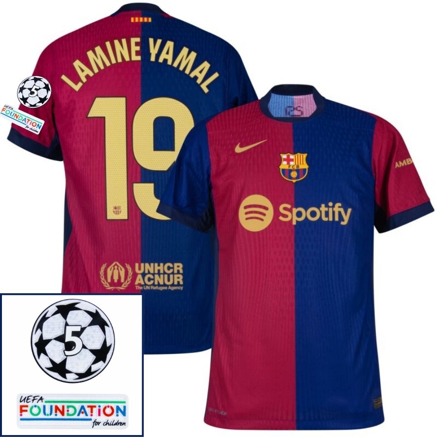 Barcelona Home 2024/25 Patches UCL UEFA Foundation (Official Printing) - FutStore