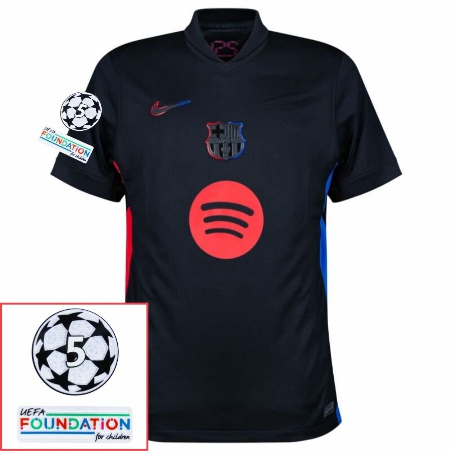 Barcelona Raphinha 11 Away Fan Jersey 2024/25 Patches UCL UEFA Foundation (Official Printing) - FutStore