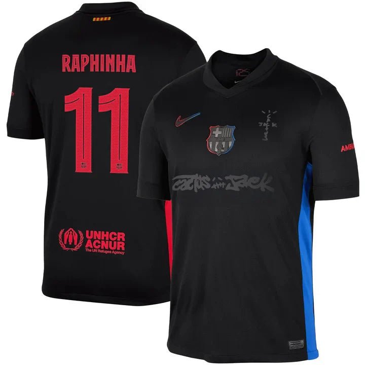 Barcelona Travis Scott Away Fan Jersey 2025/26 Spotify 11 Raphinha - FutStore