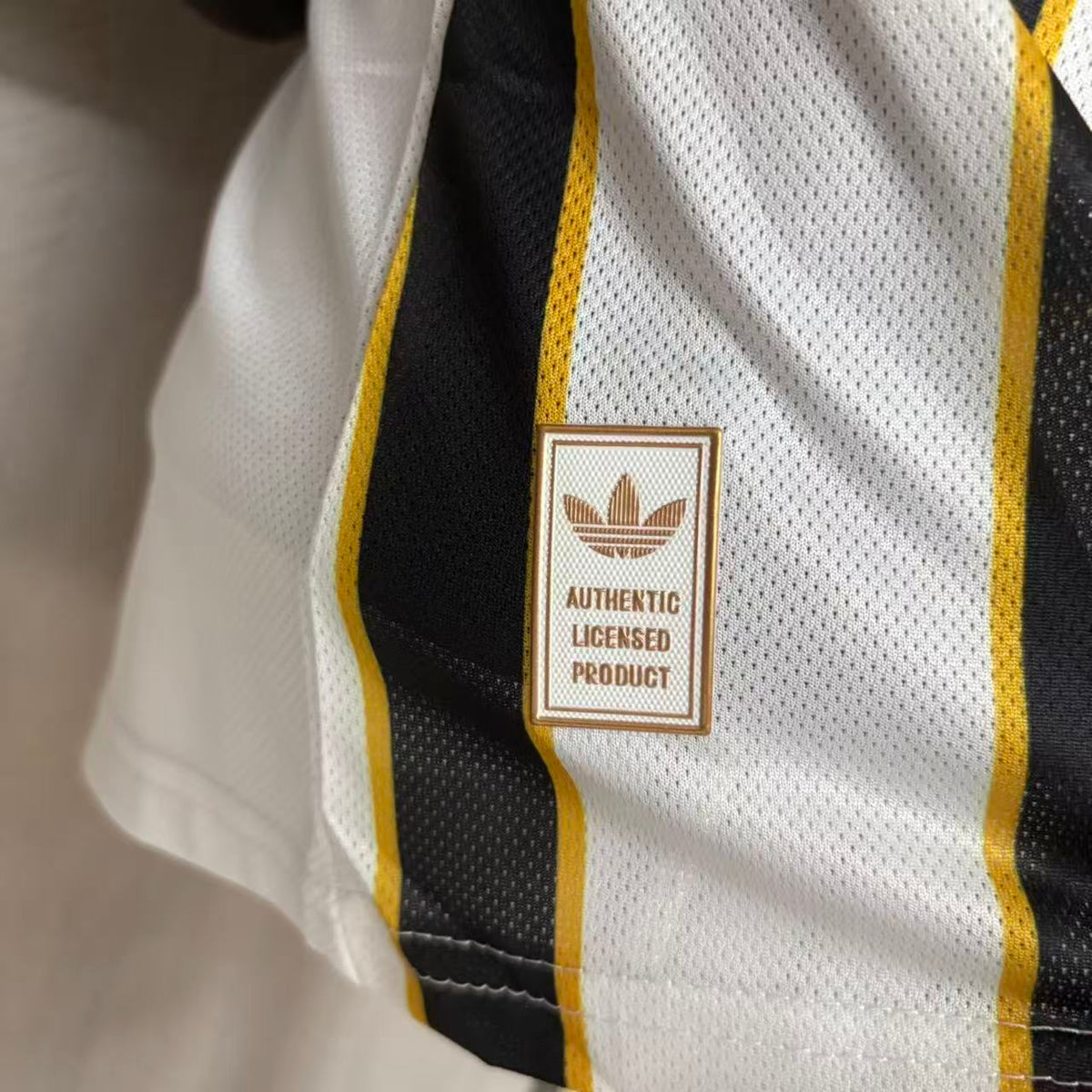 Boca Juniors player version soccer jersey 2026/27 in black and white stripes with gold trim - view 10