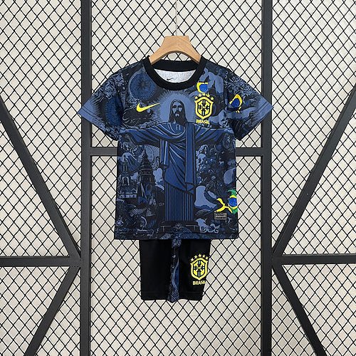 Brazil Special Edition Kit Kids - Cristo Redentor Black - FutStore