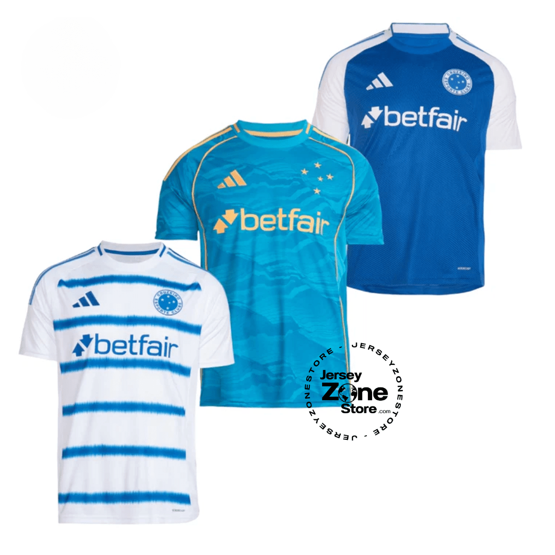 Cruzeiro Home, Away e Third 2025/26 - Kit 3 - Fan Version - FutStore