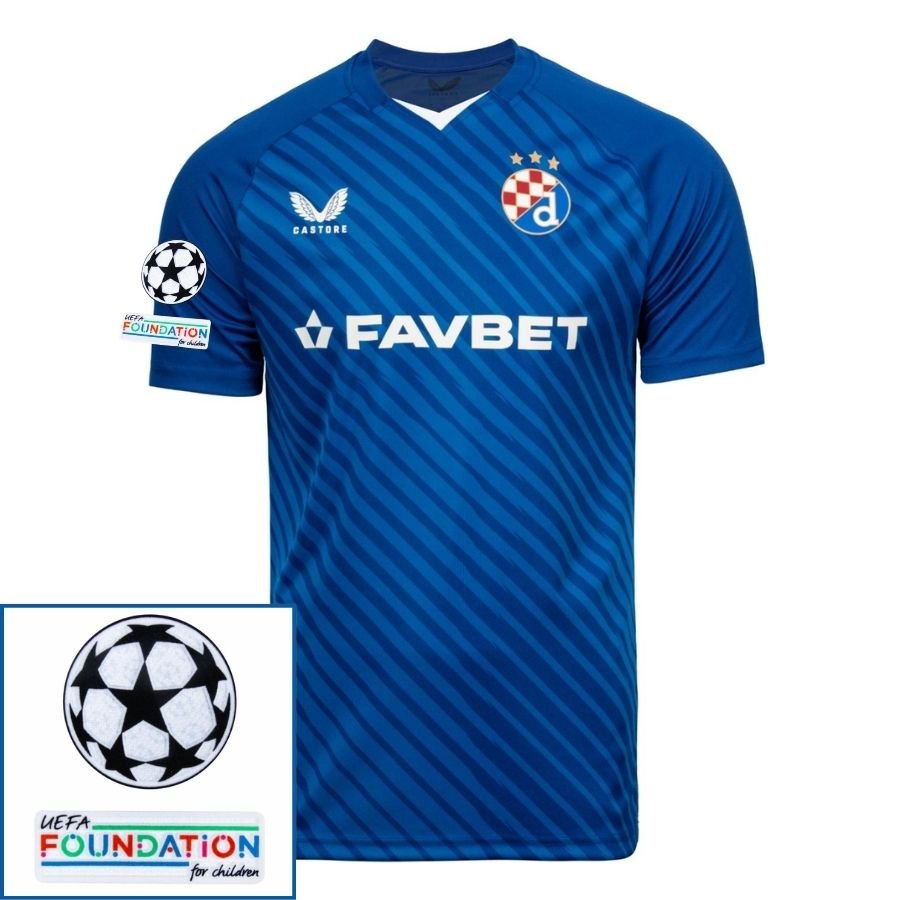 Dinamo Zagreb Home 2024/25 Patches UCL UEFA Foundation (Official Printing) - FutStore
