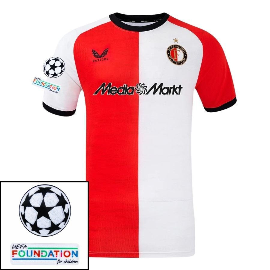 Feyenoord Home 2024/25 Patches UCL UEFA Foundation (Official Printing) - FutStore