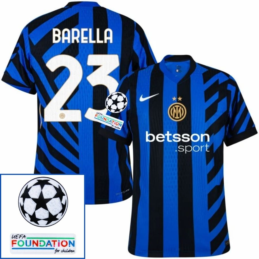 Inter Milan Barella 23 Home 2024/25 Patches UCL UEFA Foundation (Official Printing) - FutStore