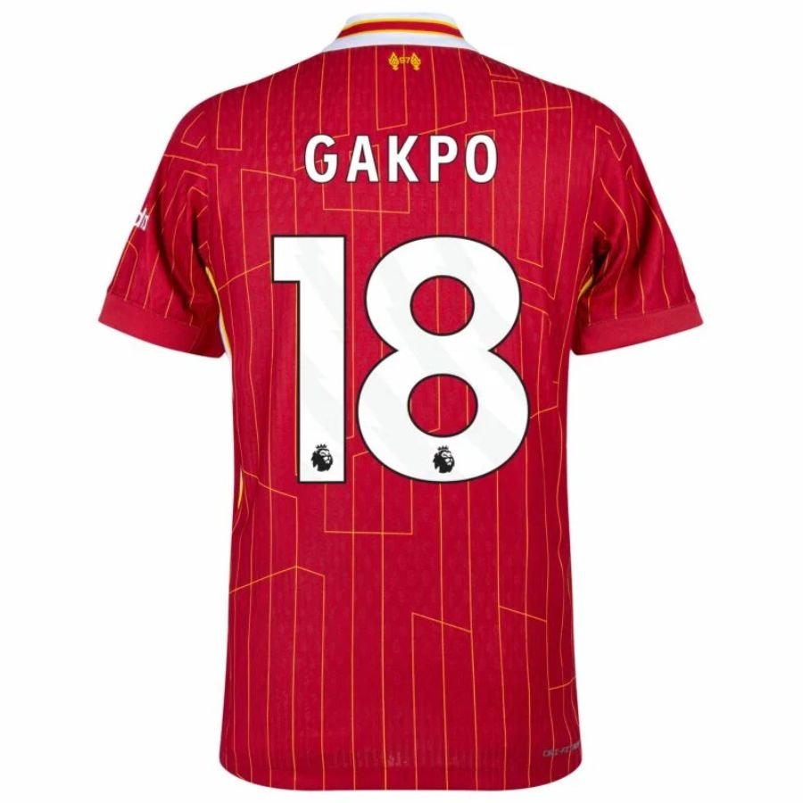 Liverpool Gakpo 18 Home 2024/25 Patches UCL UEFA Foundation (Official Printing) - FutStore