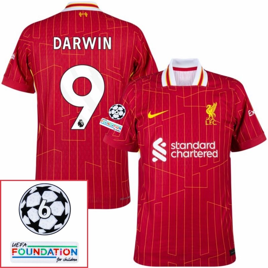 Liverpool Home 2024/25 Patches UCL UEFA Foundation (Official Printing) - FutStore