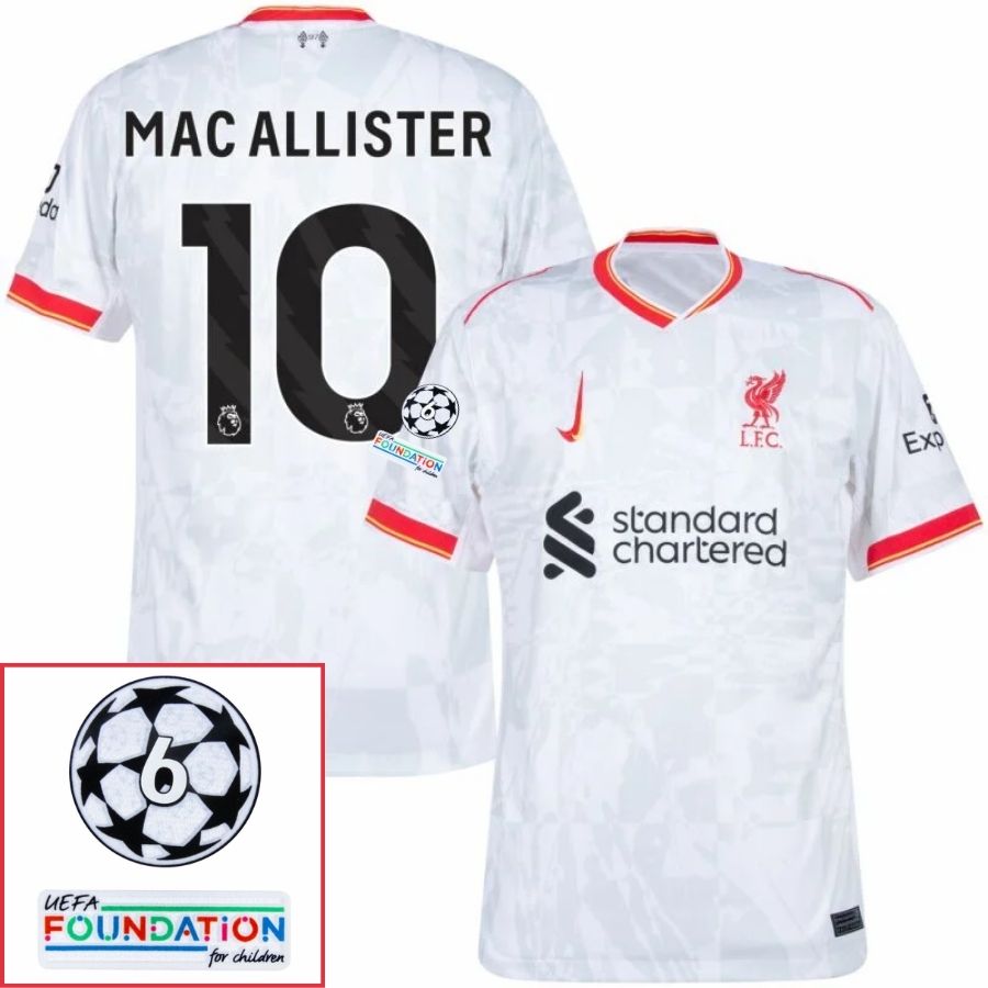 Liverpool Mac Allister 10 Away 2024/25 Patches UCL UEFA Foundation (Official Printing) - FutStore