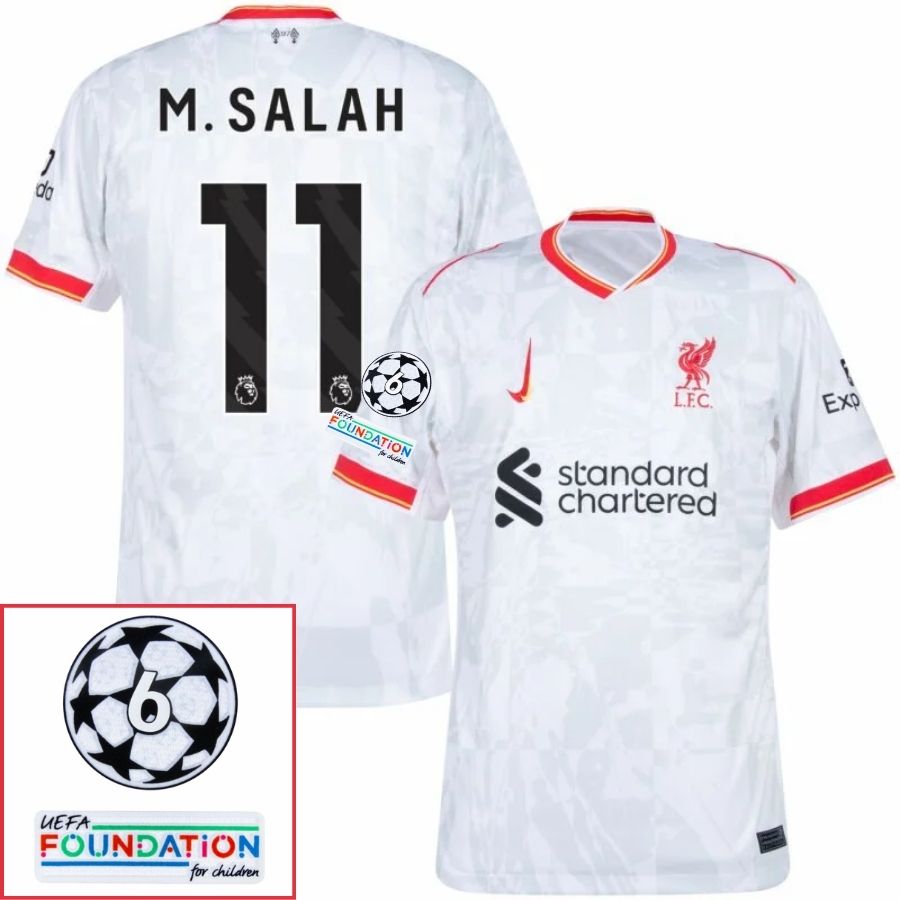 Liverpool Mohamed Salah 11 Away 2024/25 Patches UCL UEFA Foundation (Official Printing) - FutStore