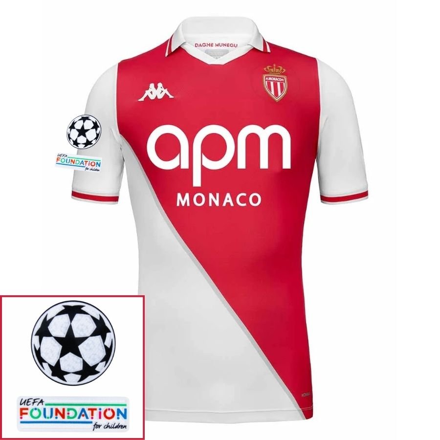 Monaco Home Fan Jersey 2024/25 Patches UCL UEFA Foundation (Official Printing) - FutStore