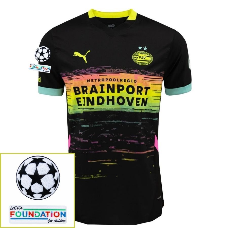 PSV Eindhoven Fan Jersey Away 2024/25 Patches UCL UEFA Foundation (Official Printing) - FutStore