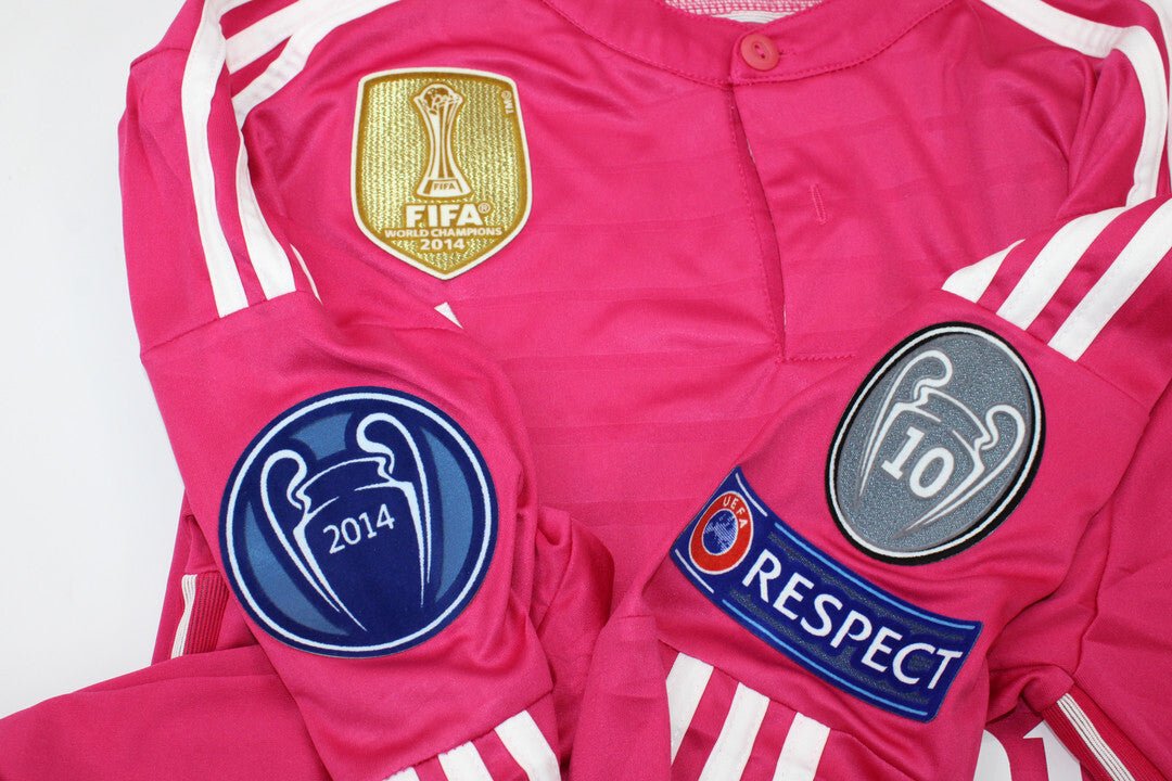 Real Madrid 2014/15 Pink Jersey Long Sleeve Retro - Patch Champions - FutStore