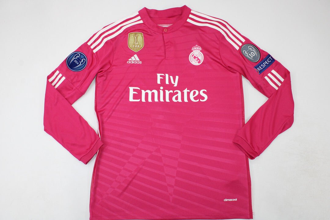 Real Madrid 2014/15 Pink Jersey Long Sleeve Retro - Patch Champions - FutStore