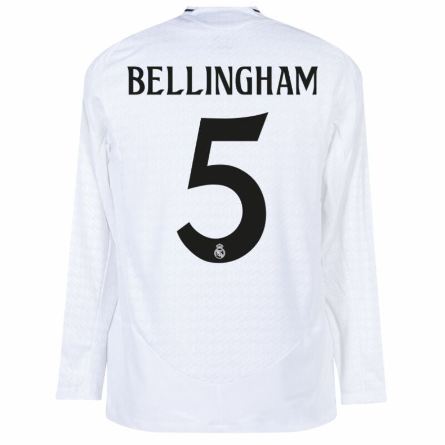 Real Madrid Bellingham 5 Home Fan Jersey Long Sleeve 2024/25 Patches UCL UEFA Foundation (Official Printing) - FutStore