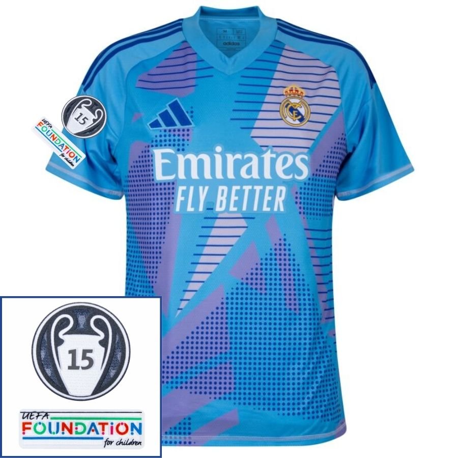 Real Madrid GK 1 Fan Jersey 2024/25 Patches UCL UEFA Foundation (Official Printing) - FutStore