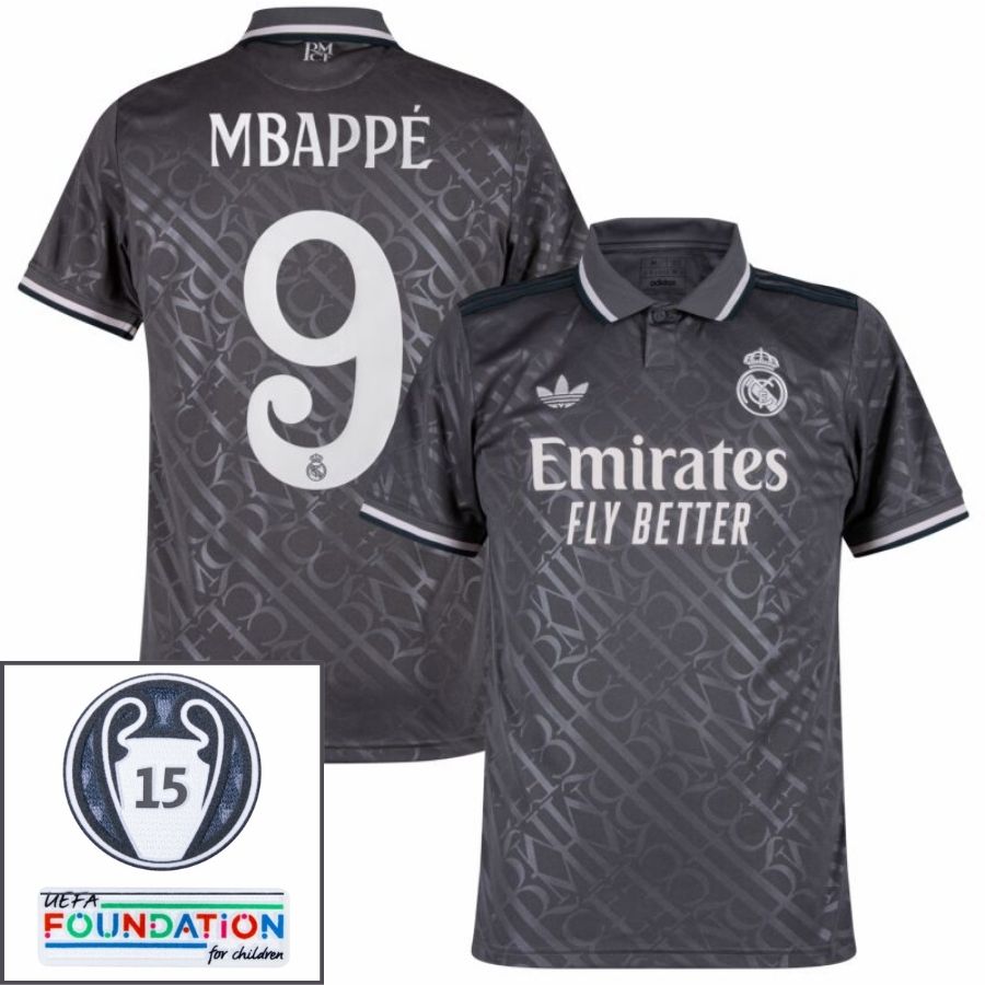 Real Madrid Mbappé 9 Third Fan Jersey 2024/25 Patches UCL UEFA Foundation (Official Printing) - FutStore