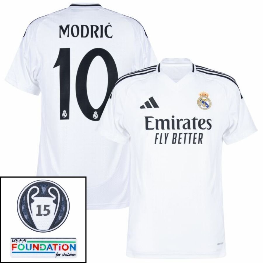 Real Madrid Modric 10 Home Fan Jersey 2024/25 Patches UCL UEFA Foundation (Official Printing) - FutStore