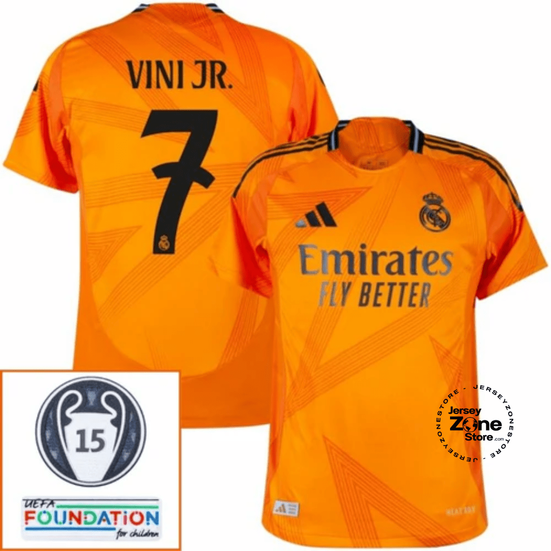 Real Madrid Vini JR. 7 Away Fan Jersey 2024/25 Patches UCL UEFA Foundation (Official Printing) - FutStore
