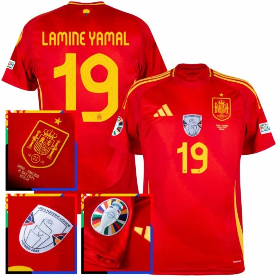 Spain Lamine Yamal 19 Home Fan Jersey 2025/26 Euro 2024 & Foundation Tournament Patches (Official Printing) - FutStore