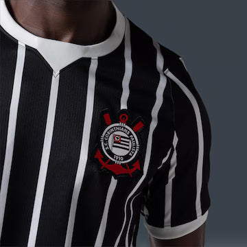 Corinthians away soccer jersey 2026/27 fan version in black with white stripes - view 4