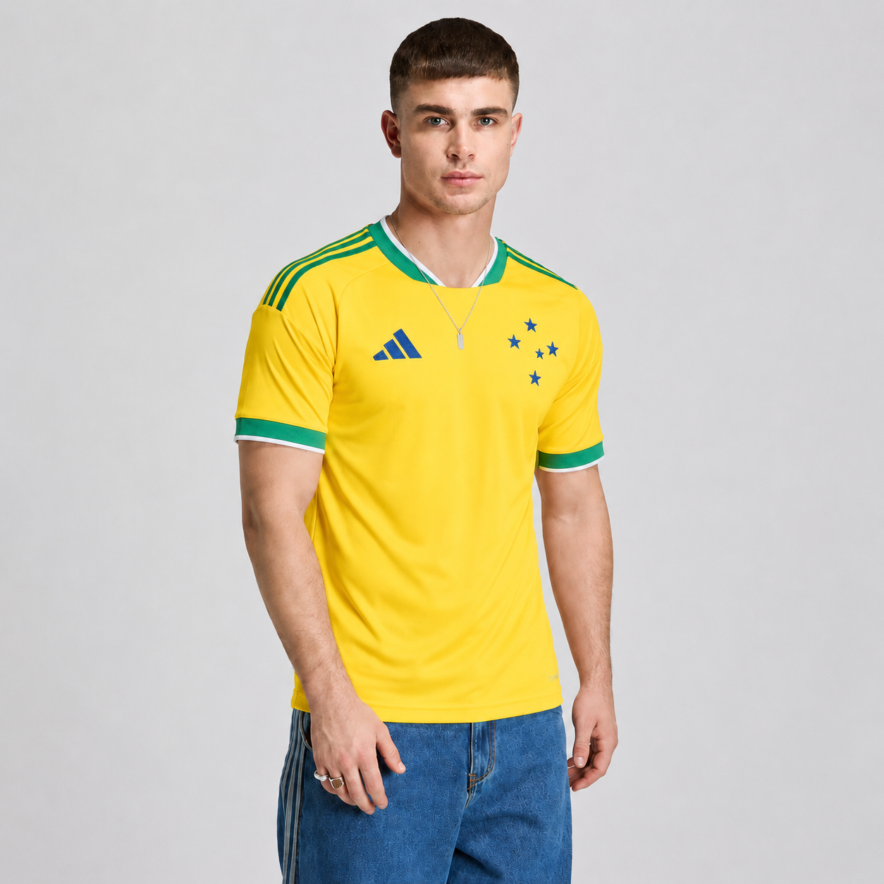 Cruzeiro World Cup edition soccer jersey 2026/27 in yellow and green with club crest