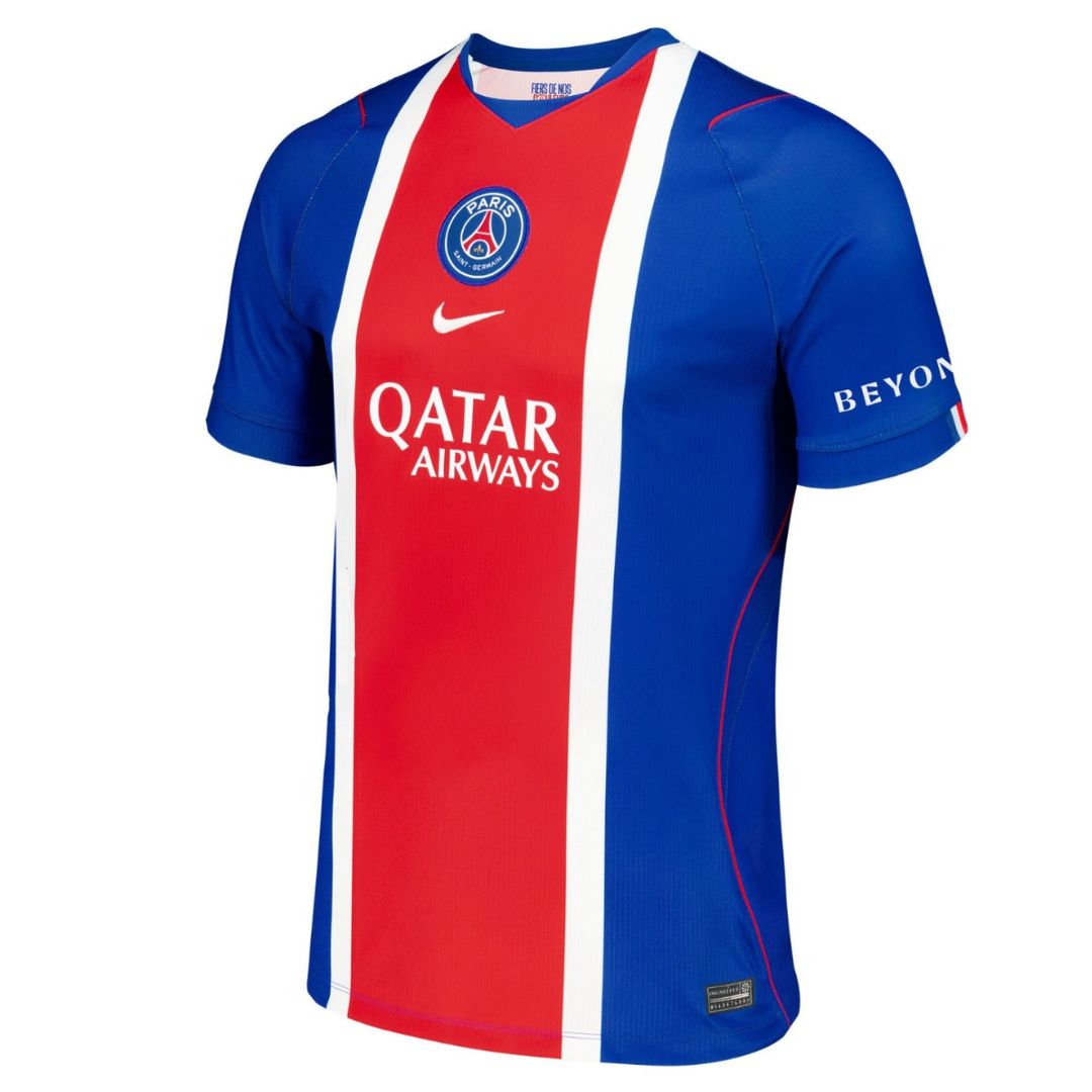 PSG home soccer jersey 2026/27 fan version in blue red and white with club crest