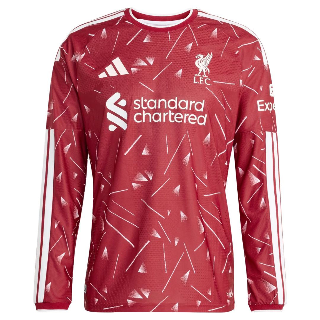 Liverpool home long sleeve soccer jersey 2026/27 fan version in all red