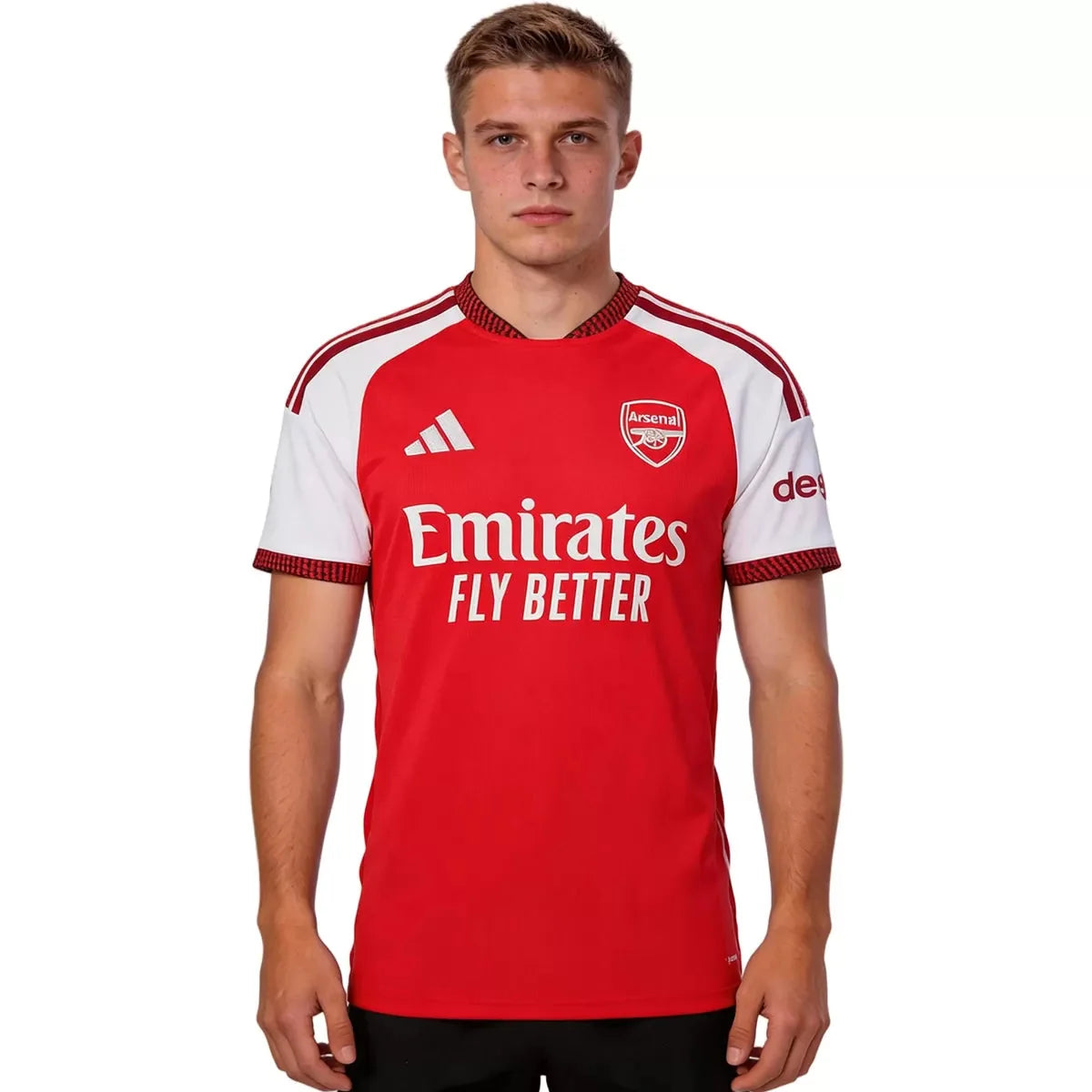 Arsenal home soccer jersey 2026/27 fan version in red with white sleeves