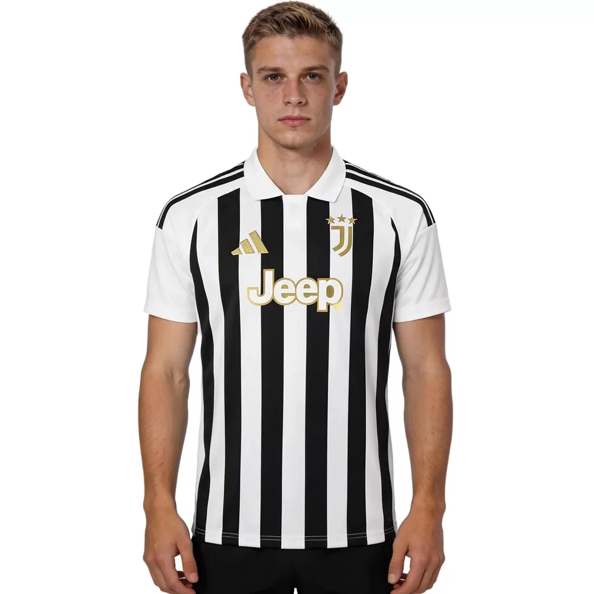Juventus home soccer jersey 2026/27 fan version in black and white stripes