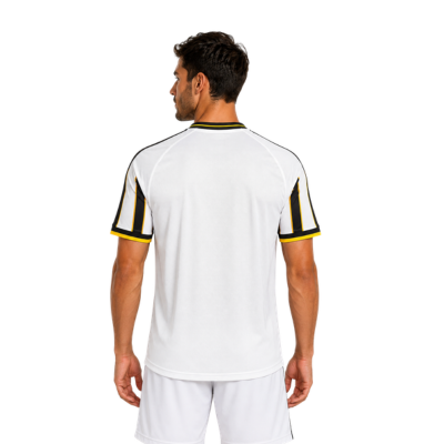 Boca Juniors player version soccer jersey 2026/27 in black and white stripes with gold trim - view 2
