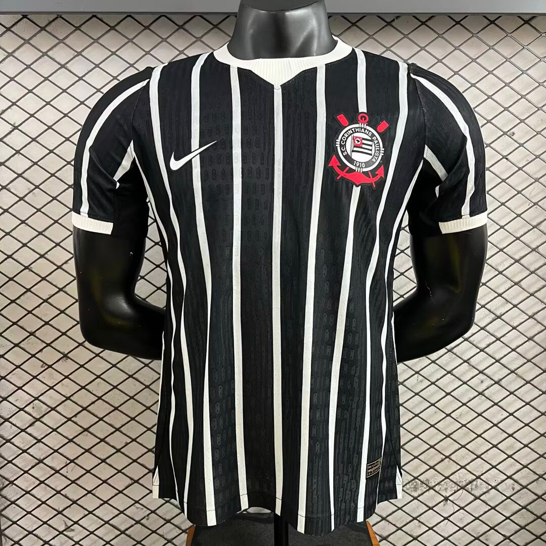 Corinthians away player version soccer jersey 2026/27 in black with white stripes - view 2