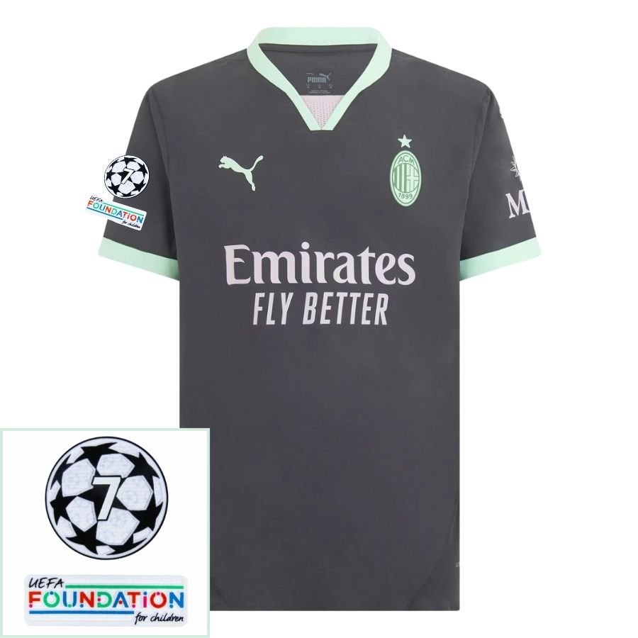 AC Milan Rafa Leão Third Fan Jersey 2024/25 Patches UCL UEFA Foundation (Official Printing) - FutStore