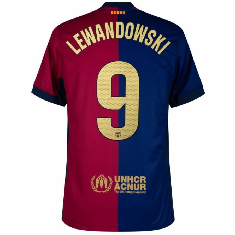 Barcelona Lewandowski 9 Home 2024/25 Patches UCL UEFA Foundation (Official Printing) - FutStore