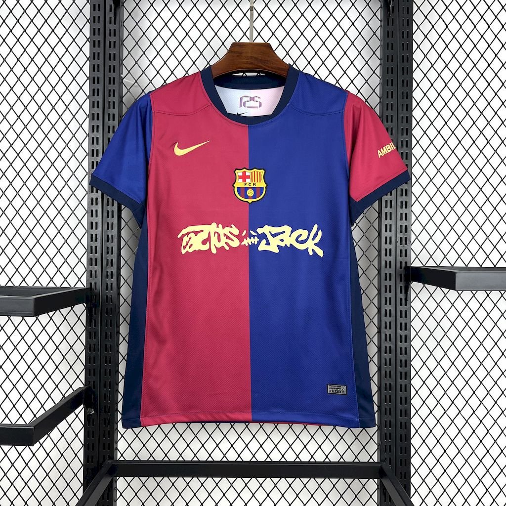Barcelona Travis Scott Home Fan Jersey 2025/26 Spotify and FC Barcelona Collab With Travis Scott on a Special Cactus Jack - FutStore