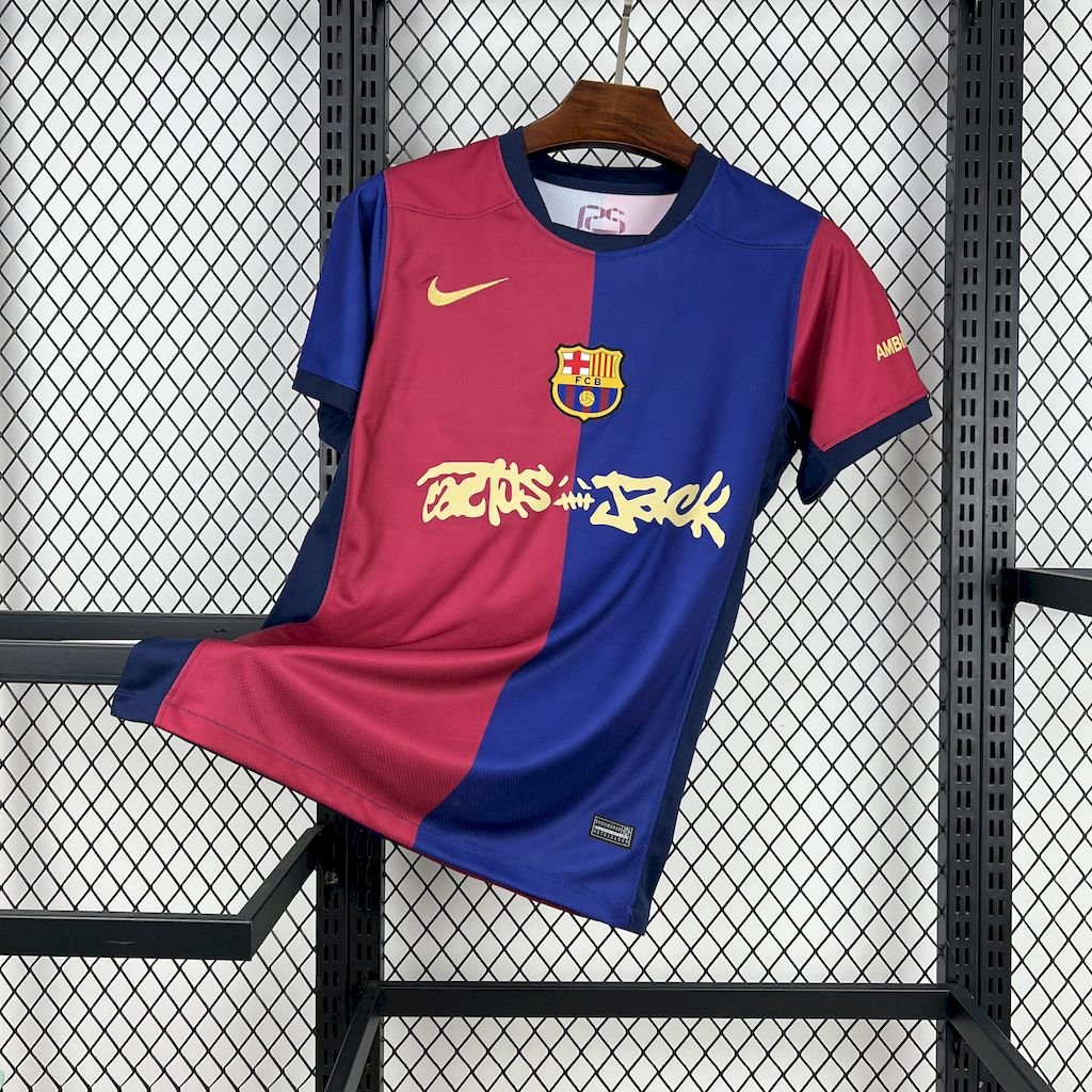 Barcelona Travis Scott Home Fan Jersey 2025/26 Spotify and FC Barcelona Collab With Travis Scott on a Special Cactus Jack - FutStore
