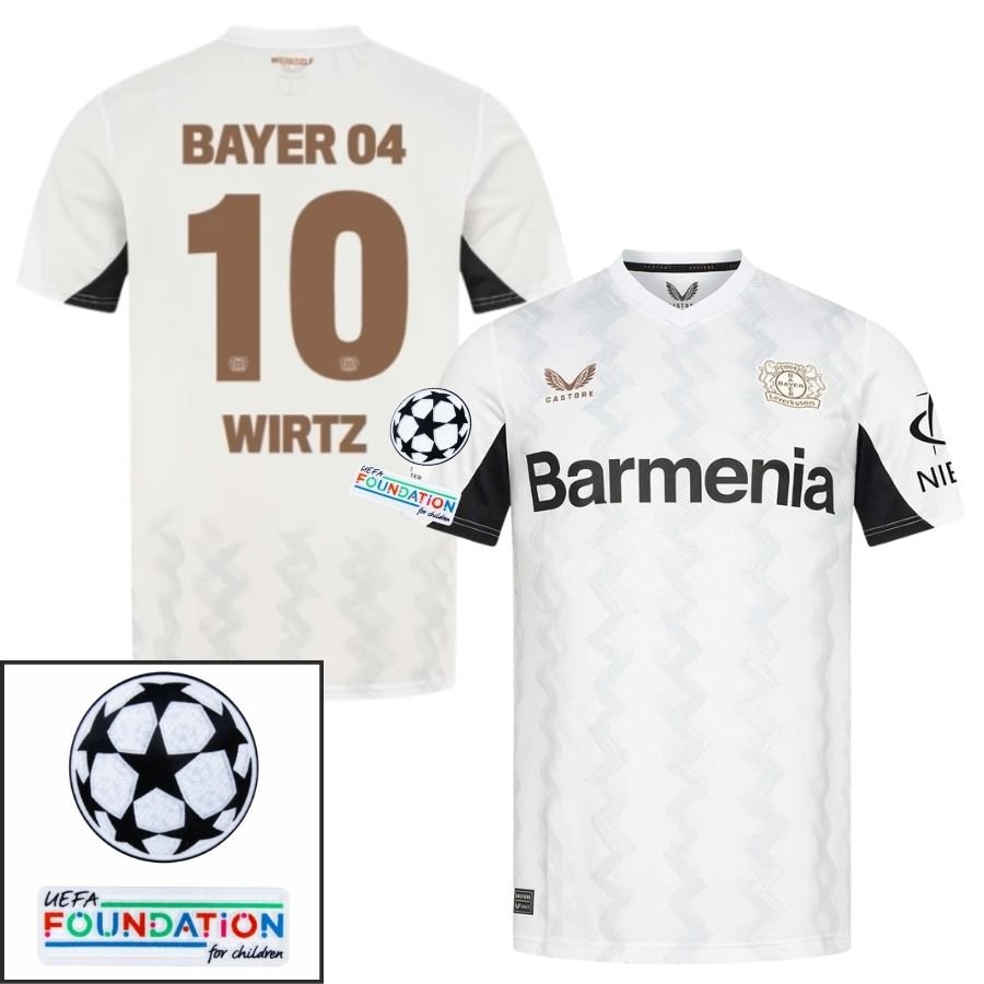 Bayer 04 Leverkusen Away Fan Jersey 2024/25 Patches UCL UEFA Foundation (Official Printing) - FutStore