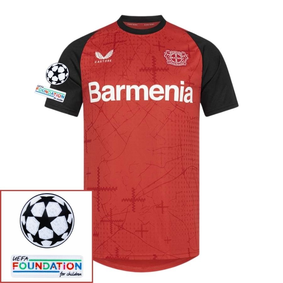 Bayer 04 Leverkusen Home Fan Jersey 2024/25 Patches UCL UEFA Foundation (Official Printing) - FutStore