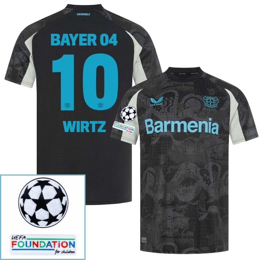 Bayer 04 Leverkusen Third Fan Jersey 2024/25 Patches UCL UEFA Foundation (Official Printing) - FutStore