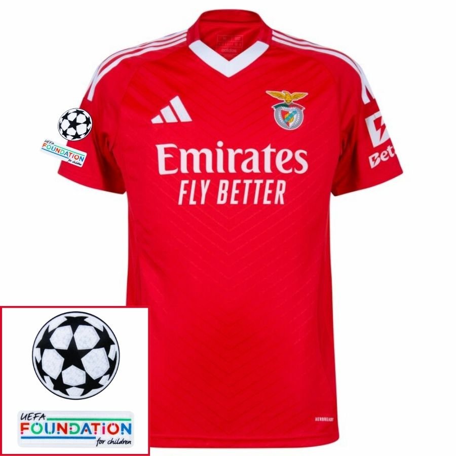 Benfica Home Fan Jersey 2024/25 Patches UCL UEFA Foundation (Official Printing) - FutStore