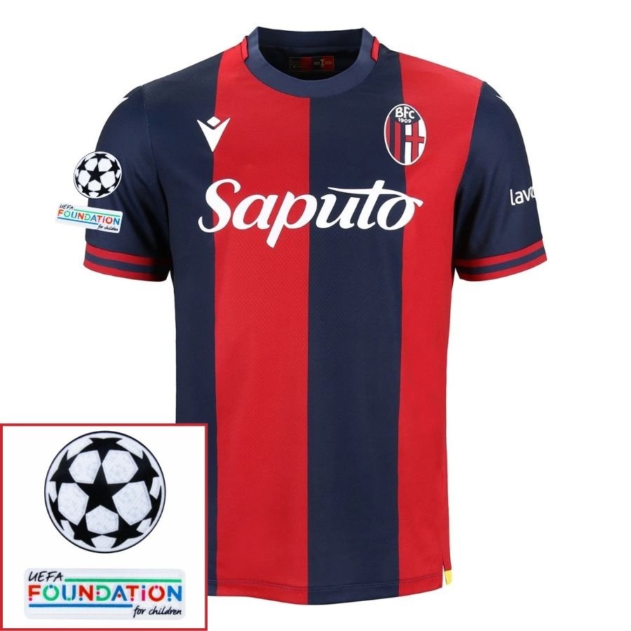 Bologna Home Fan Jersey 2024/25 Patches UCL UEFA Foundation (Official Printing) - FutStore