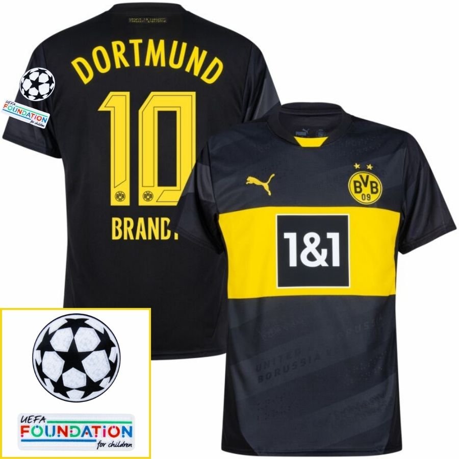 Borussia Dortmund Away 2024/25 Patches UCL UEFA Foundation (Official Printing) - FutStore